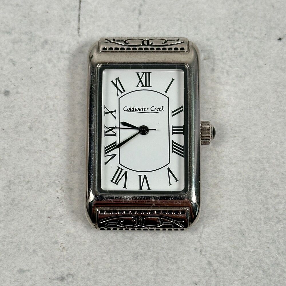 Coldwater Creek Watch Womens 24mm Rectangle Tank Style Silver Tone New Battery